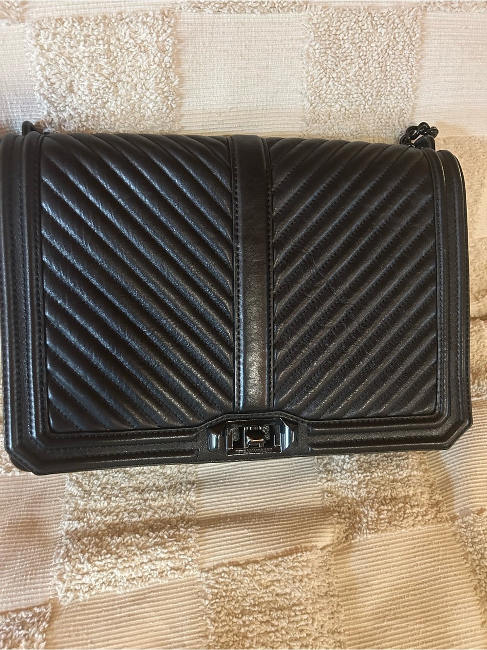 Black Quilted Leather Crossbody Bag - Rebecca Minkoff Large Love bag.